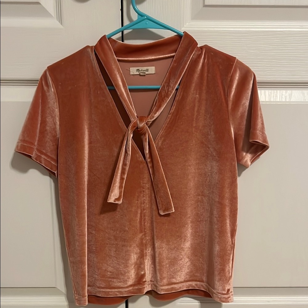 Velvet Rose Pink Tie-Front Top